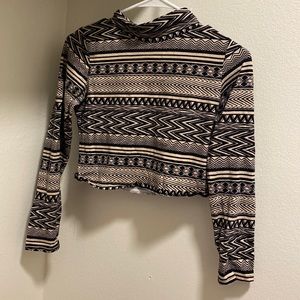 Black and white High waist long sleeve shirt